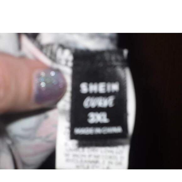 Shein Floral Top 3XL Black Pink coral Blue Curve Plus Shirt - Picture 3 of 5